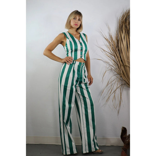 Stripe Vest and Pants Set GREEN STRIPE