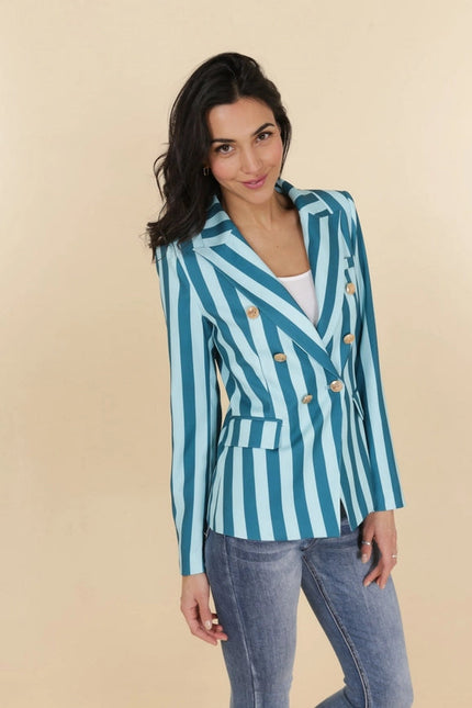 Striped Blazer Jacket Blue