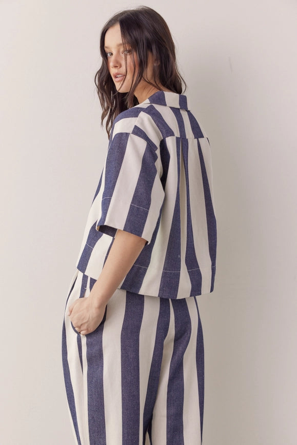 Striped Half Sleeve Cotton Shirts-SHIRTS-amente-Urbanheer