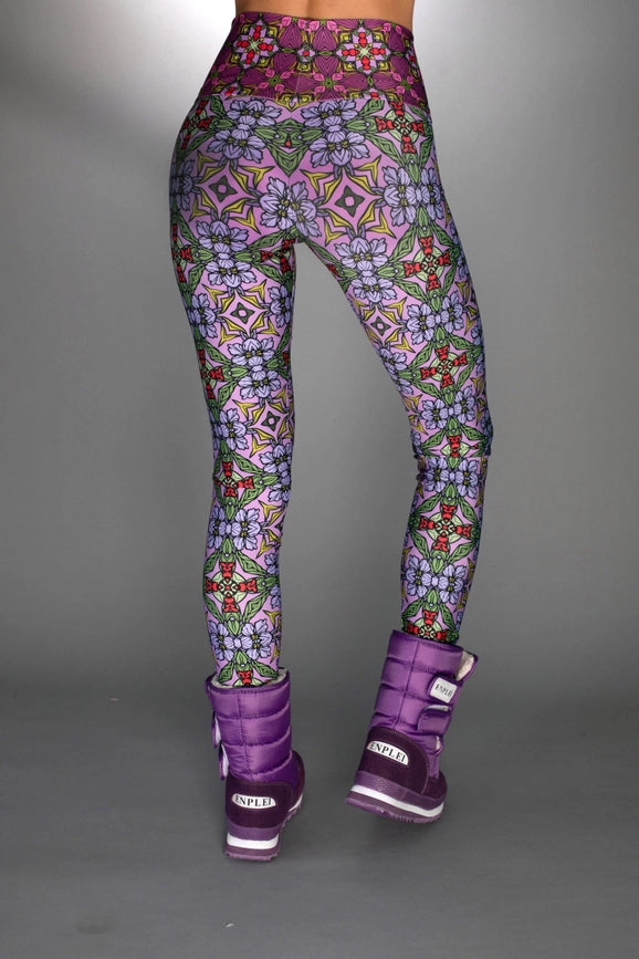 Stylish Stretchy Prints Decco Lila Purple Floral Leggings