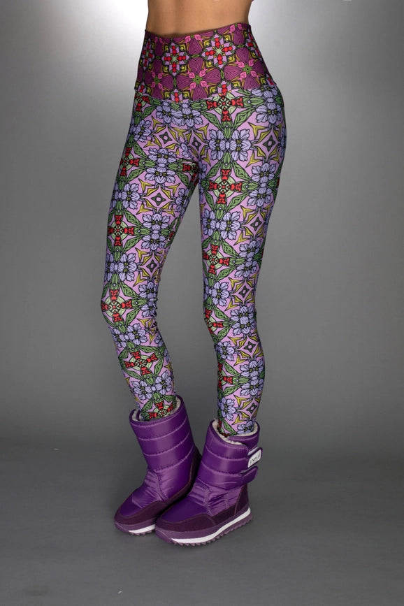 Stylish Stretchy Prints Decco Lila Purple Floral Leggings