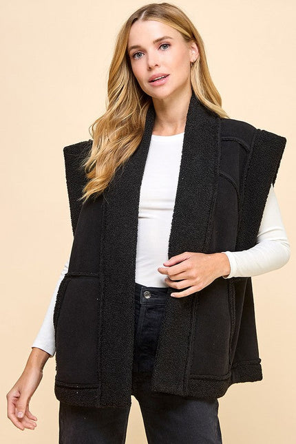 Suede Oversized Open Vest