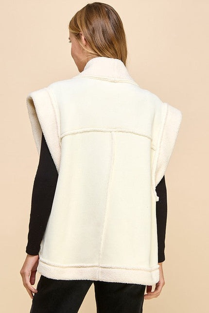 Suede Oversized Open Vest