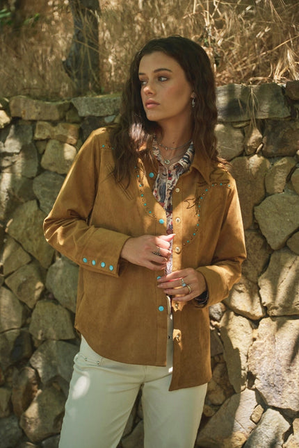 Suede Western Shirt Blouse