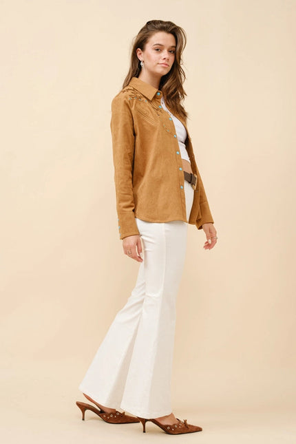 Suede Western Shirt Blouse