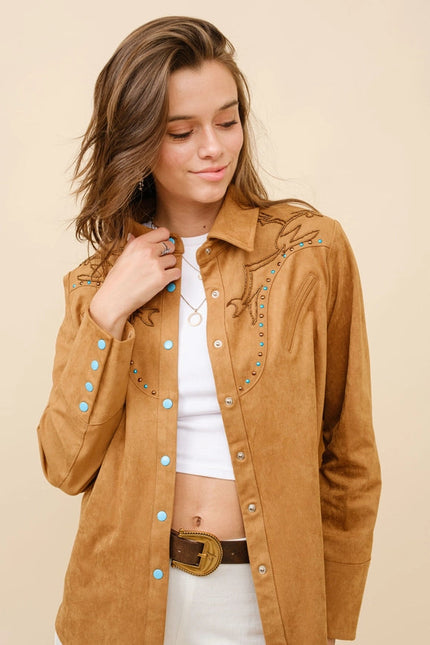 Suede Western Shirt Blouse