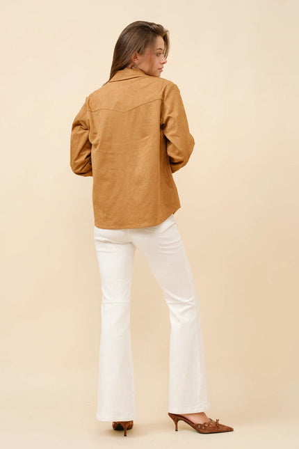 Suede Western Shirt Blouse