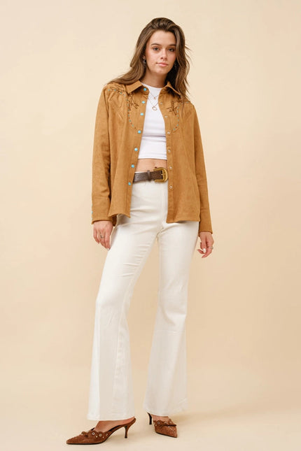 Suede Western Shirt Blouse