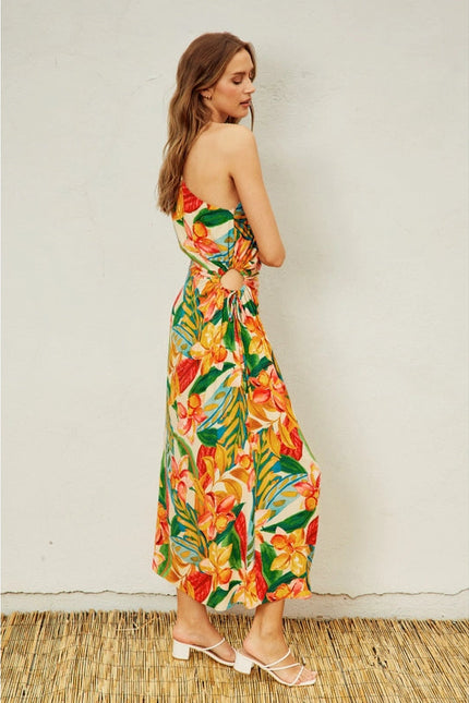 Super Bloom Asymmetrical Midi Dress