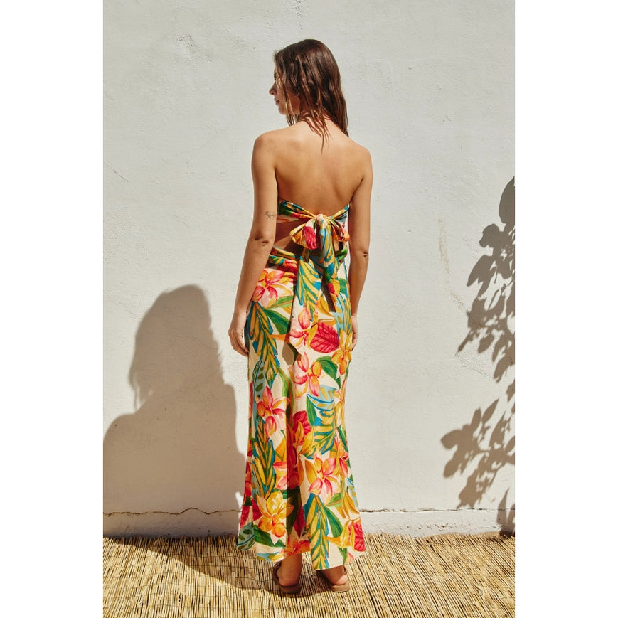 Super Bloom Strapless Tie Back Maxi Dress-Dress-Dress Forum-Urbanheer