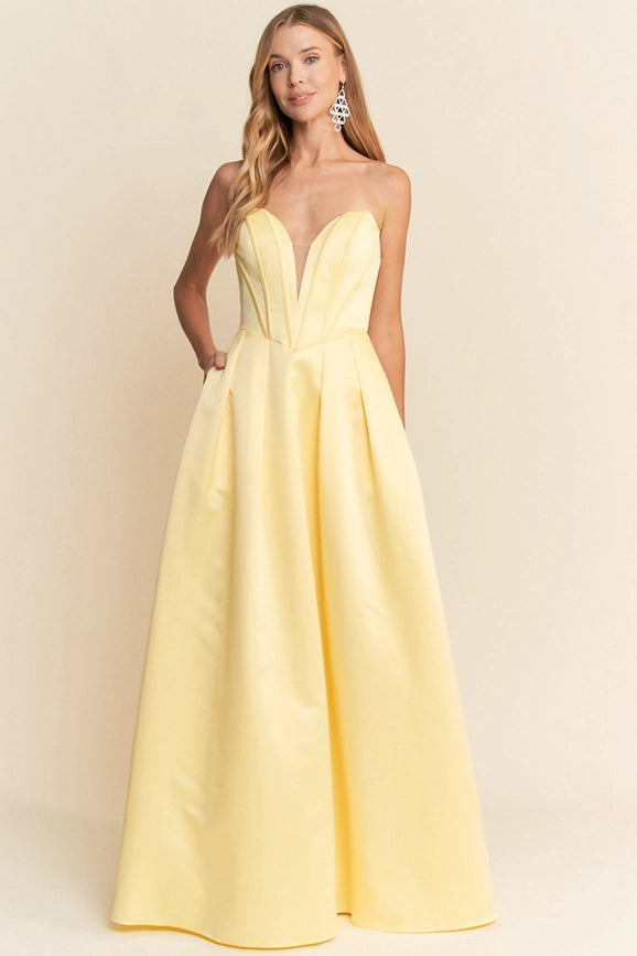 Sweetheart Neck Sleeveless Maxi Dress Yellow