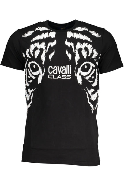 T-SHIRT MĘSKI Z KRÓTKIM RĘKAWEM KLASY CAVALLI CZARNA-0