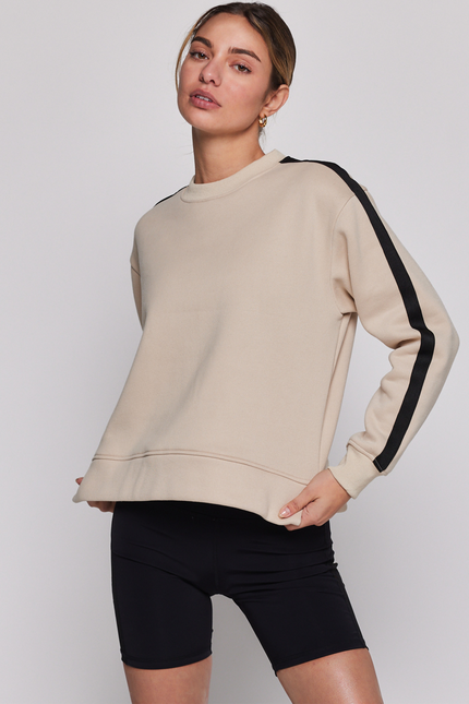 Sideline Fleece Sweatshirt-rebody-Sand/Black-XS-Urbanheer