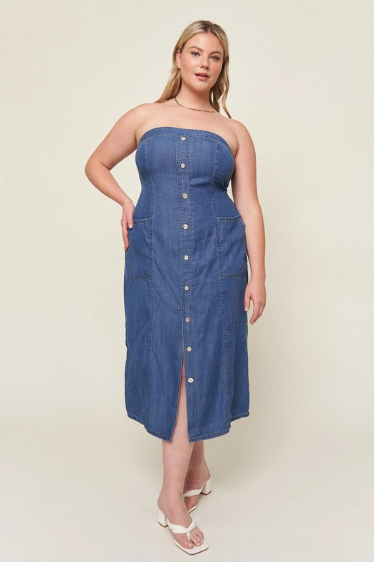 "Tahoma” Tencel Denim Bustier Dress