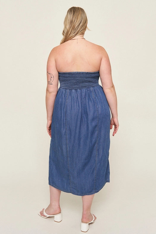 "Tahoma” Tencel Denim Bustier Dress