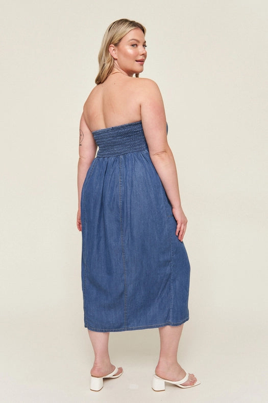 "Tahoma” Tencel Denim Bustier Dress