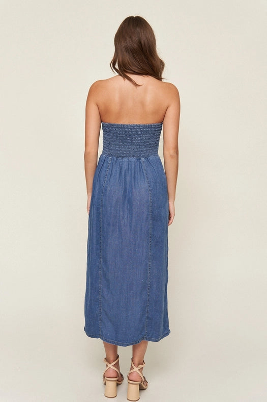 "Tahoma” Tencel Denim Bustier Dress