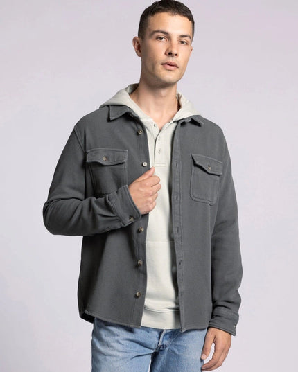 Tate Jacket - Cotton Button Front Layer SLATE BLACK