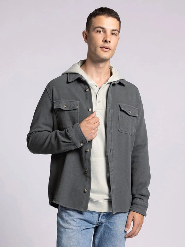 Tate Jacket - Cotton Button Front Layer SLATE BLACK