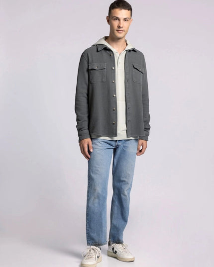 Tate Jacket - Cotton Button Front Layer SLATE BLACK