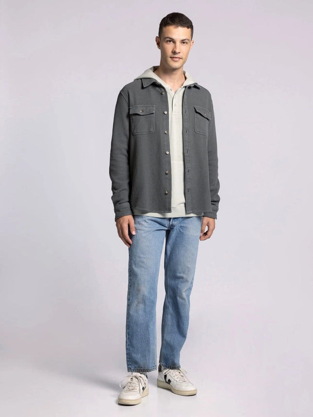 Tate Jacket - Cotton Button Front Layer SLATE BLACK