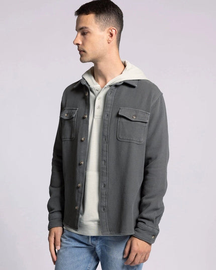 Tate Jacket - Cotton Button Front Layer SLATE BLACK