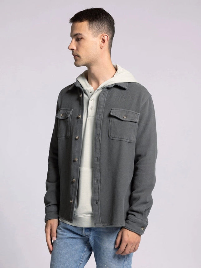 Tate Jacket - Cotton Button Front Layer SLATE BLACK