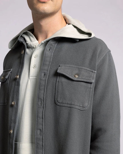 Tate Jacket - Cotton Button Front Layer SLATE BLACK