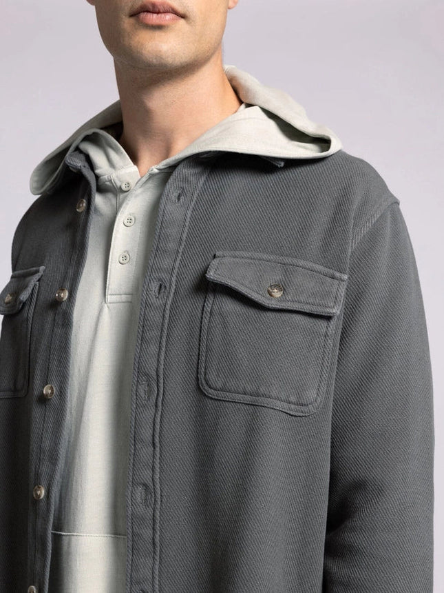 Tate Jacket - Cotton Button Front Layer SLATE BLACK