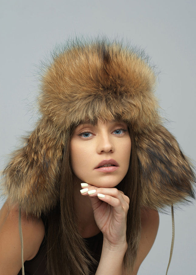 Taupe Genuine Arctic Fox and Mink Fur Hat-0