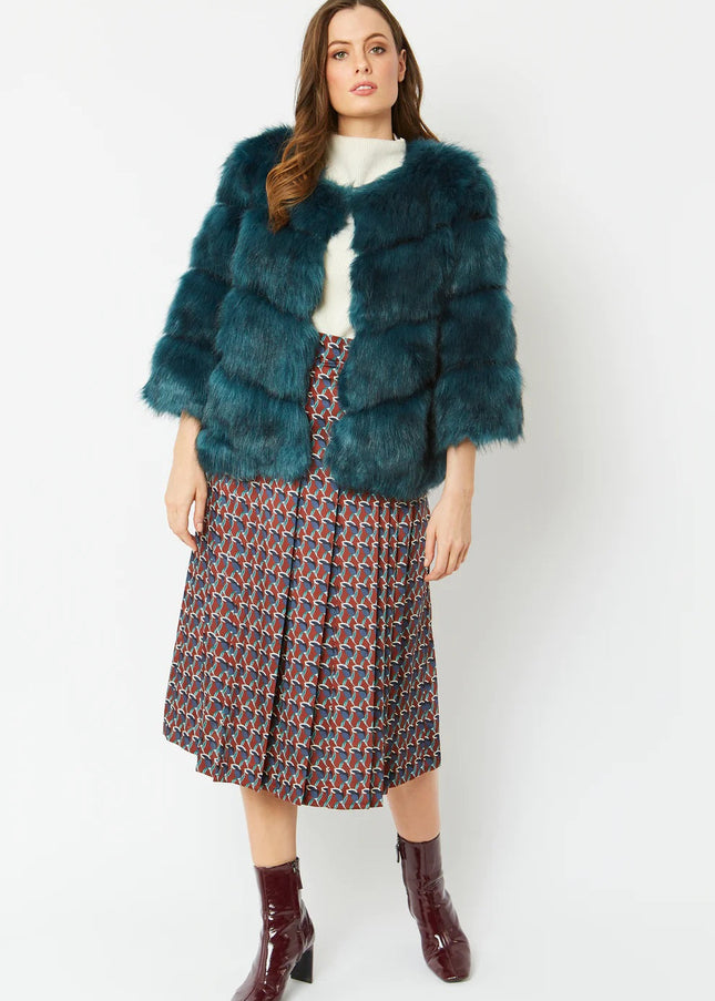 Teal Faux Fur Ella Coat-2