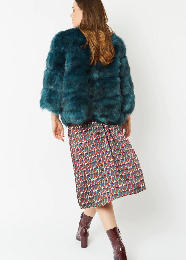 Teal Faux Fur Ella Coat-3