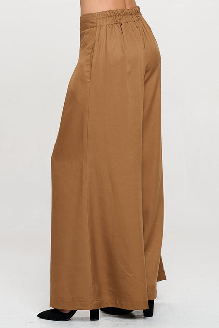 Tencel Solid Wide Leg Pants with Pockets-1