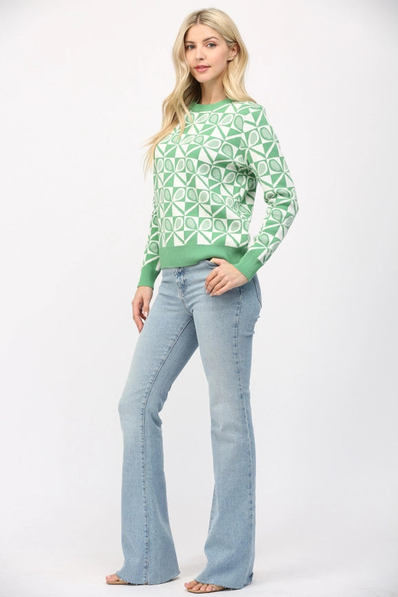 Tennis Motif Crew Neck Sweater