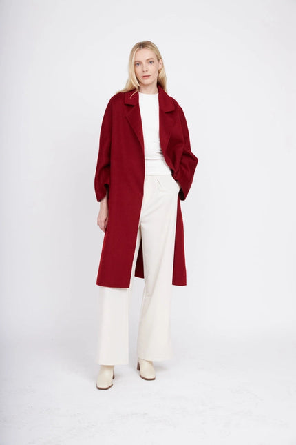 The Classic Wrap Coat - Burgundy