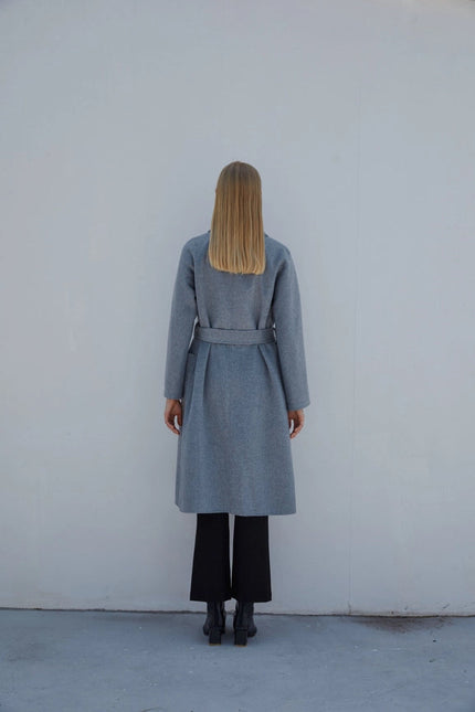 The Classic Wrap Coat Heather Grey