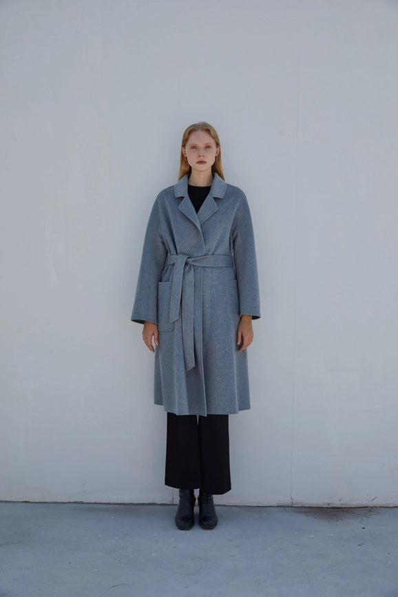 The Classic Wrap Coat Heather Grey