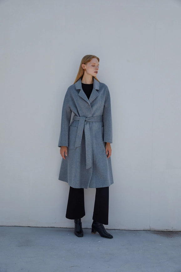 The Classic Wrap Coat Heather Grey