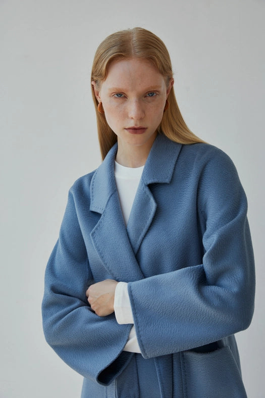 The Classic Wrap Coat Light Blue