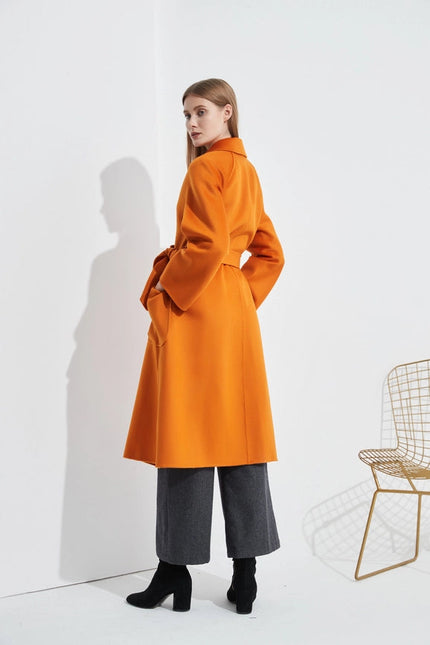 The Classic Wrap Coat - Pumpkin Orange