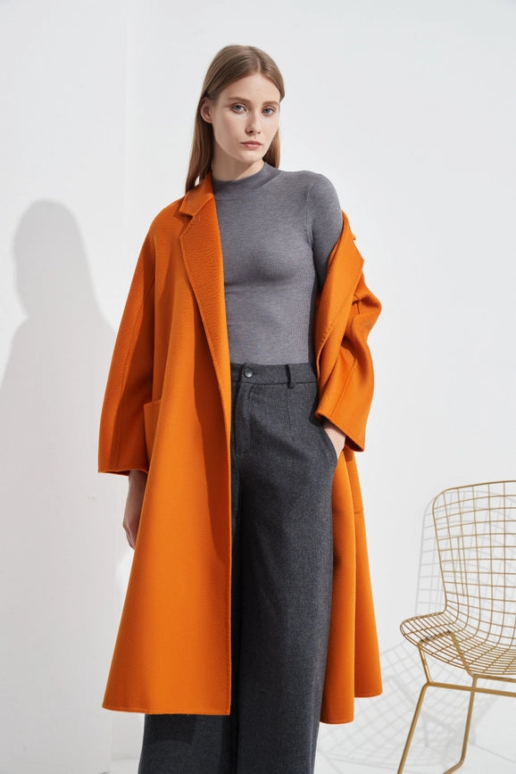 The Classic Wrap Coat - Pumpkin Orange