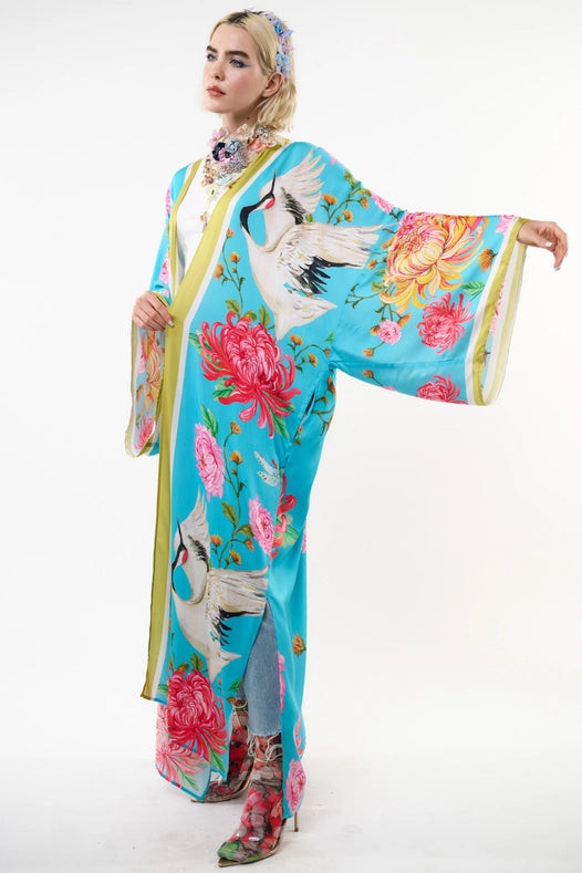 The Legend of the Crane Maxi Kimono