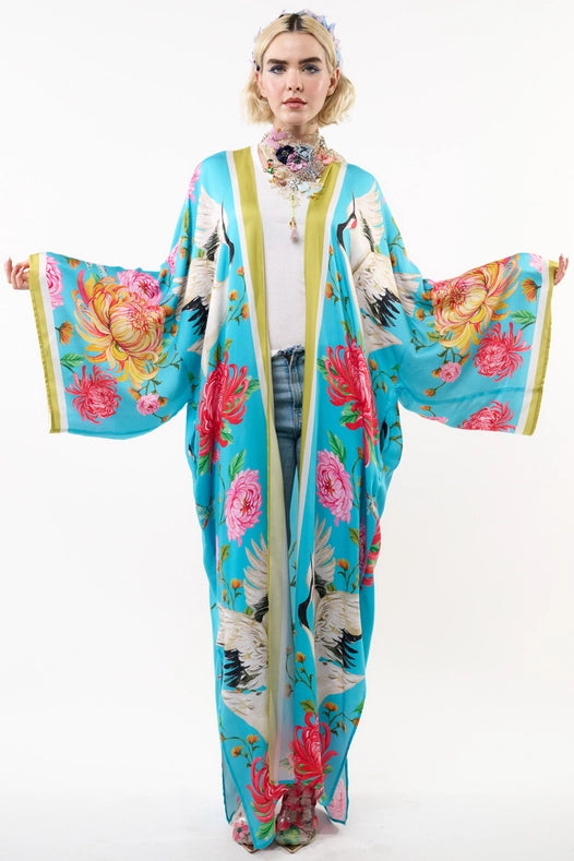 The Legend of the Crane Maxi Kimono