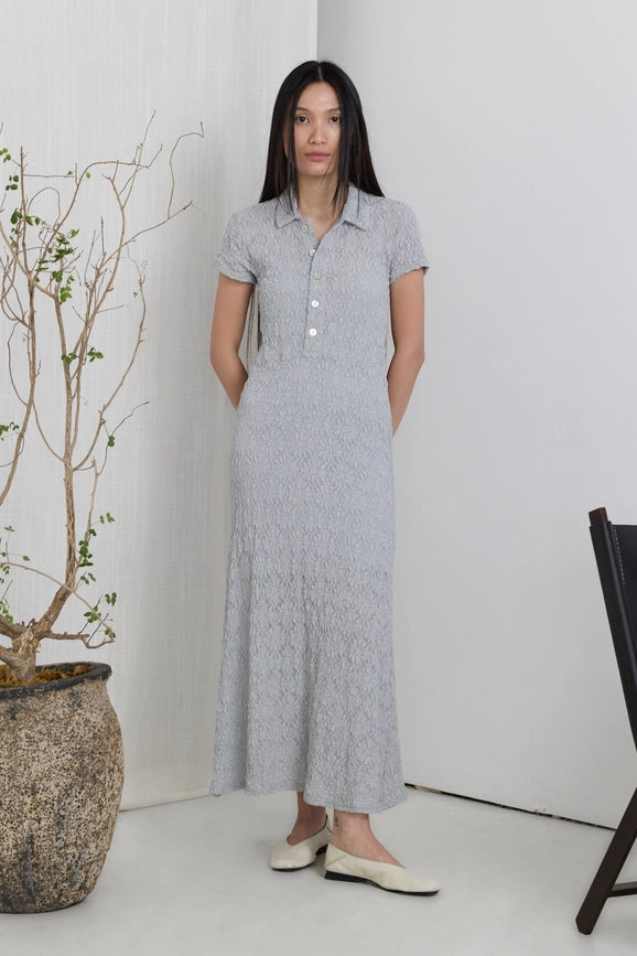 The Linden Dress | Lace Polo Midi Dress  LIGHT BLUE