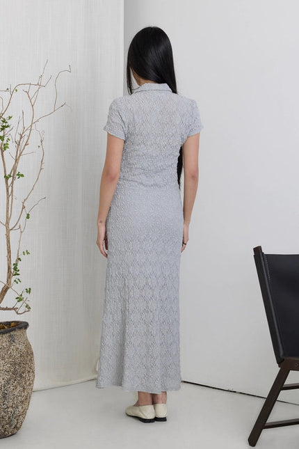 The Linden Dress | Lace Polo Midi Dress  LIGHT BLUE