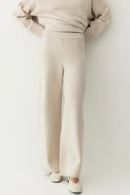 The Phoebe Pants | Knit Wide Leg Pants BEIGE