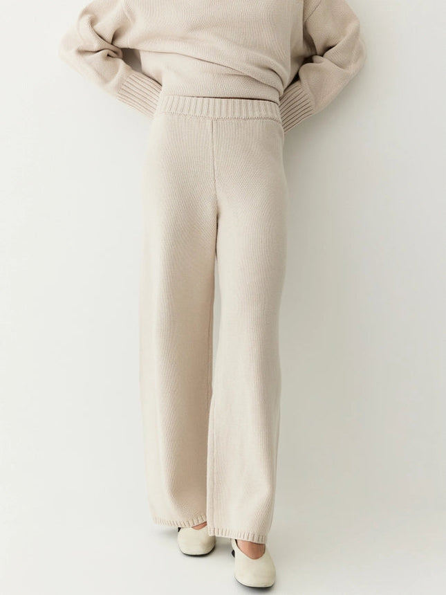 The Phoebe Pants | Knit Wide Leg Pants BEIGE