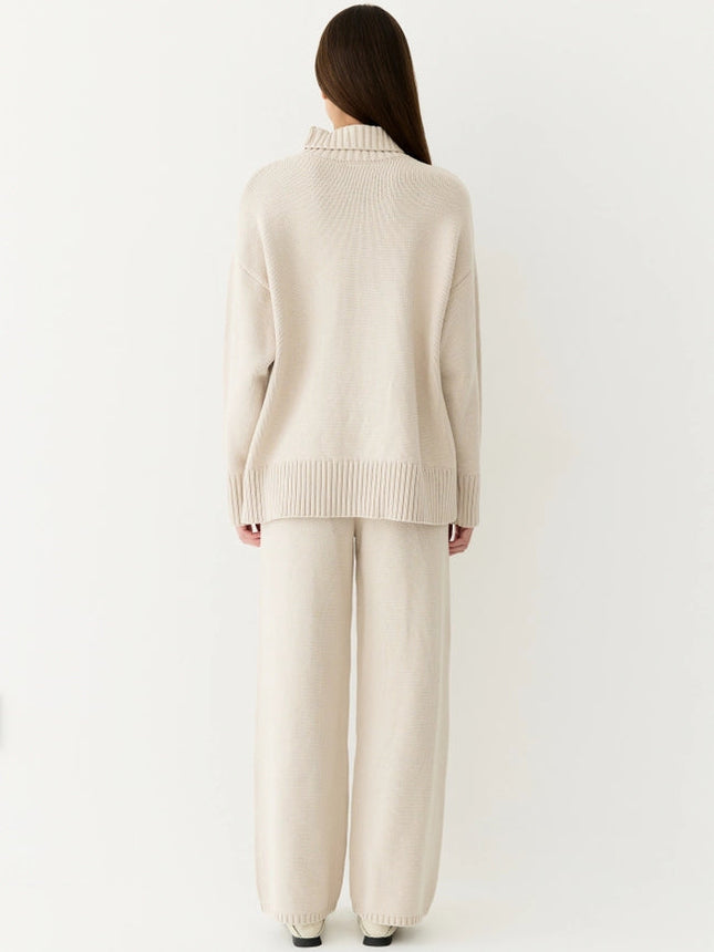 The Phoebe Pants | Knit Wide Leg Pants BEIGE