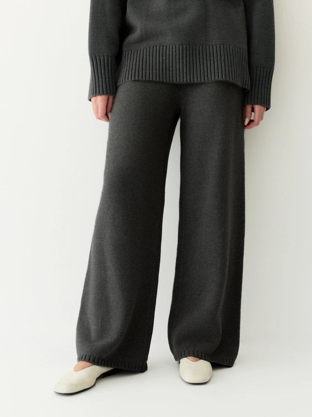 The Phoebe Pants | Knit Wide Leg Pants CHARCOAL