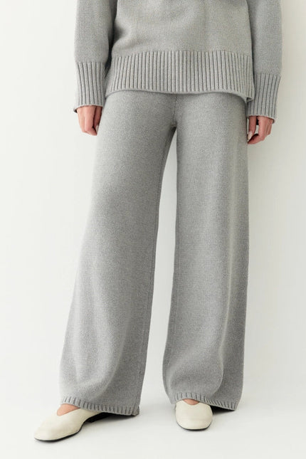 The Phoebe Pants | Knit Wide Leg Pants  HEATHER GREY